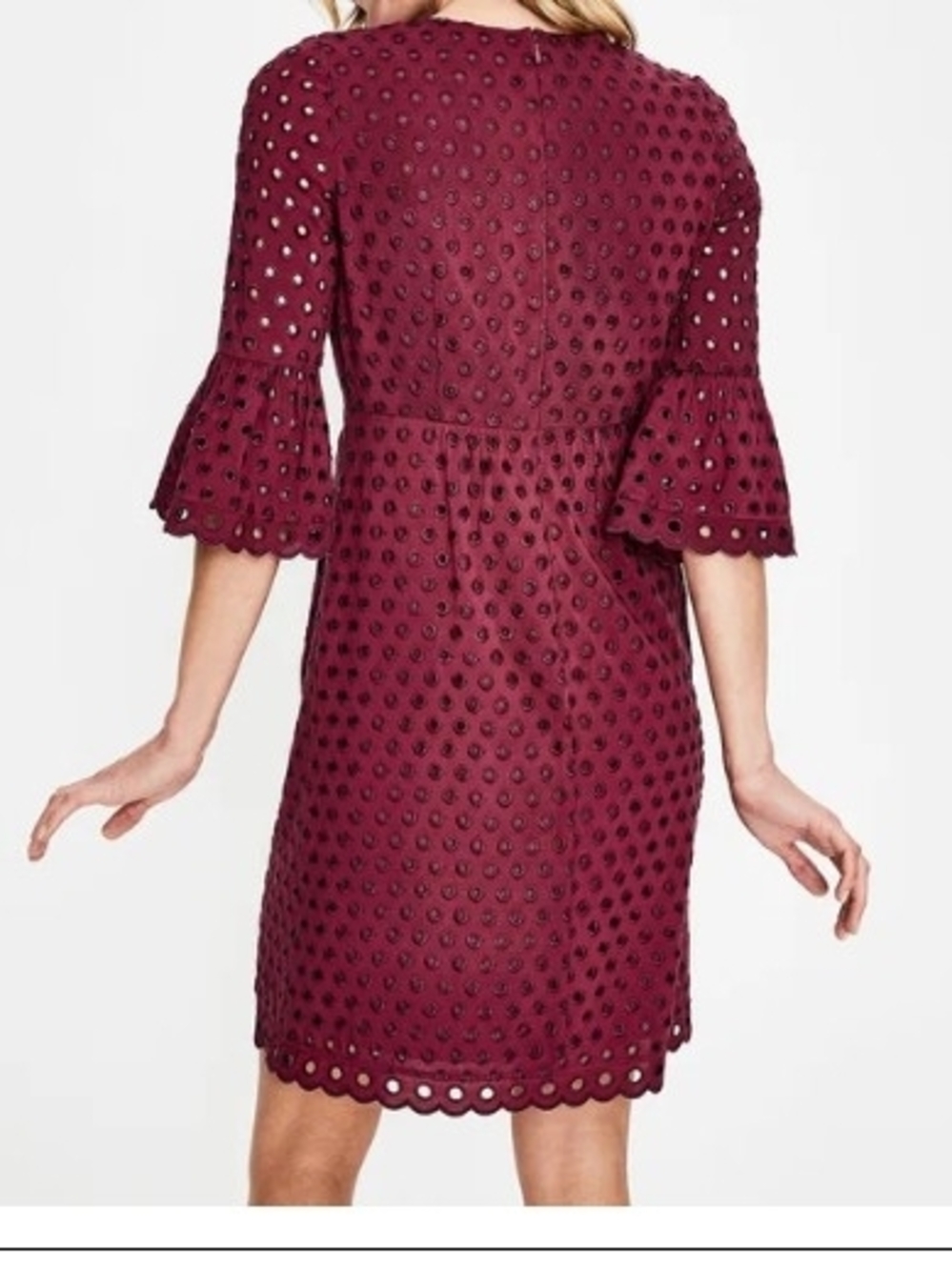 Boden Women’s Burgundy Eyelet Midi Dress SZ 16 - Picture 3 of 7